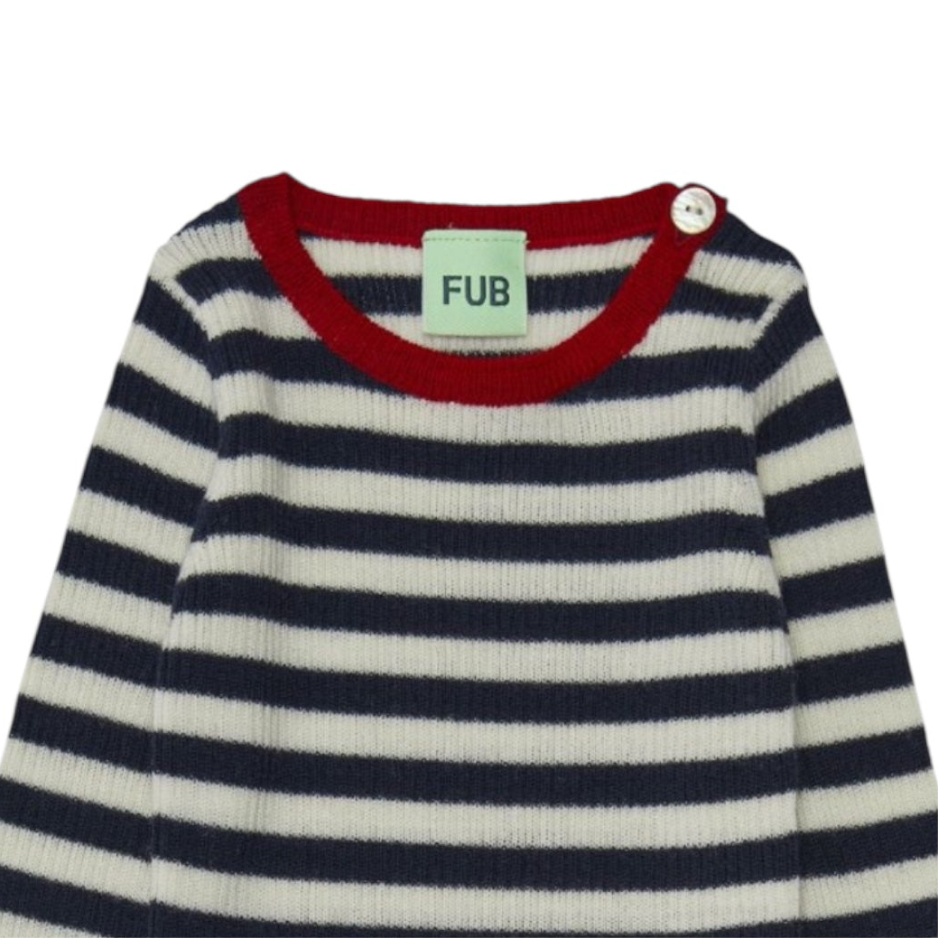 Ripp Shirt aus Merinowolle von Fub, 56-92, Farbe: ecru/ red/ dark navy