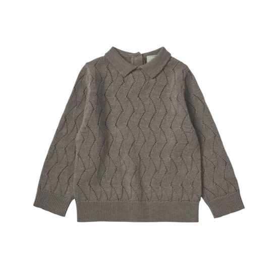 Pointelle Pullover von Fub aus 100% Merinowolle, Gr. 62-92, Farbe: hazel melange