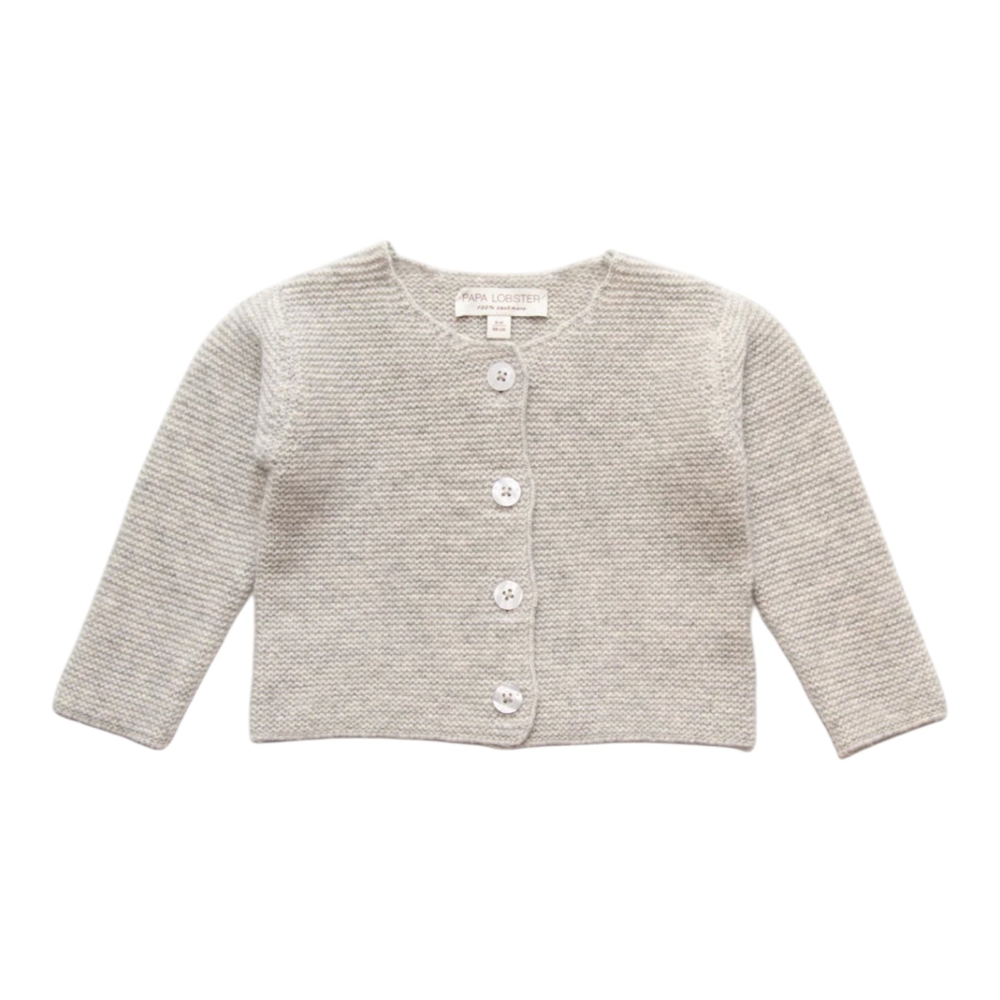 Strickjacke von Papa Lobster, 0-24 Monate aus 100% Kaschmir, Farbe: light grey melange