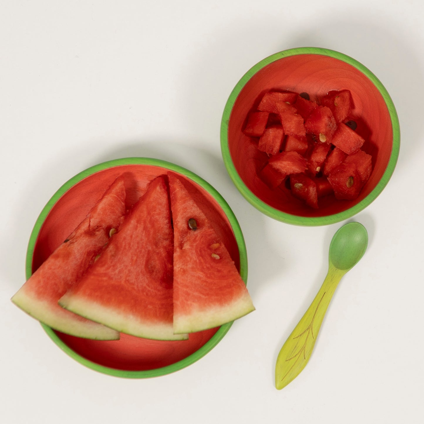 Wassermelone Geschirr-Set mit Löffel aus Hevea-Holz von Oli & Carol