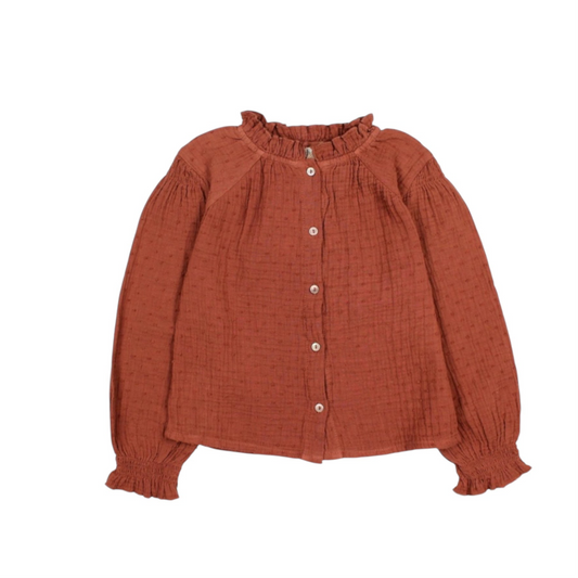 Bluse mit Rüschen von Búho, Gr. 3-10 Jahre, Farbe: rust