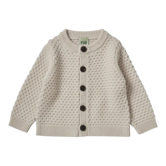 Strickjacke von Fub aus 100% Merinowolle, Gr. 68-92, Farbe: ecru