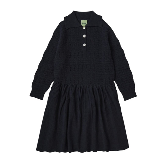 Pointelle Kleid aus Merinowolle von Fub, Gr. 100-130, Farbe: dark navy