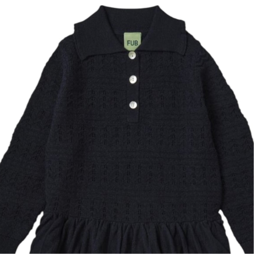 Pointelle Kleid aus Merinowolle von Fub, Gr. 100-130, Farbe: dark navy