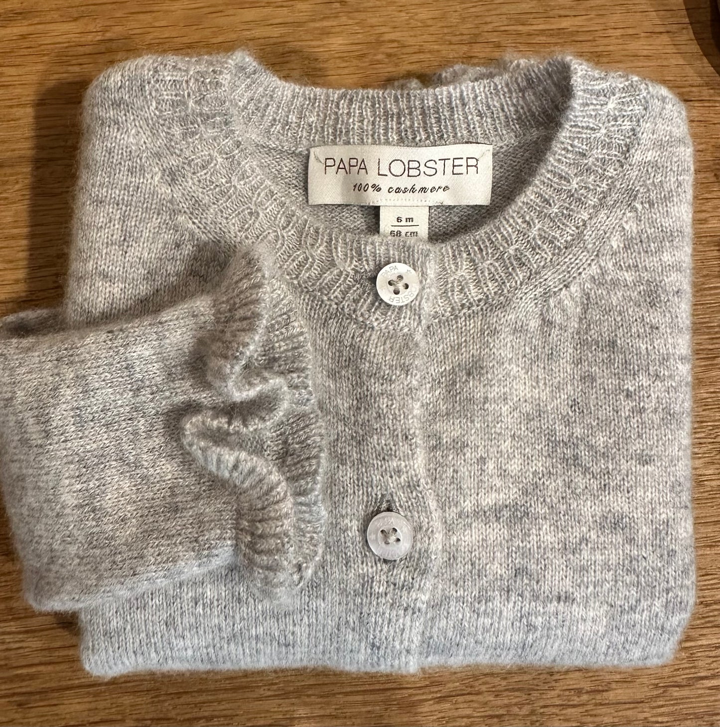 Strickjacke aus Kaschmir von Papa Lobster, Gr. 68-92, Farbe: light grey mélange