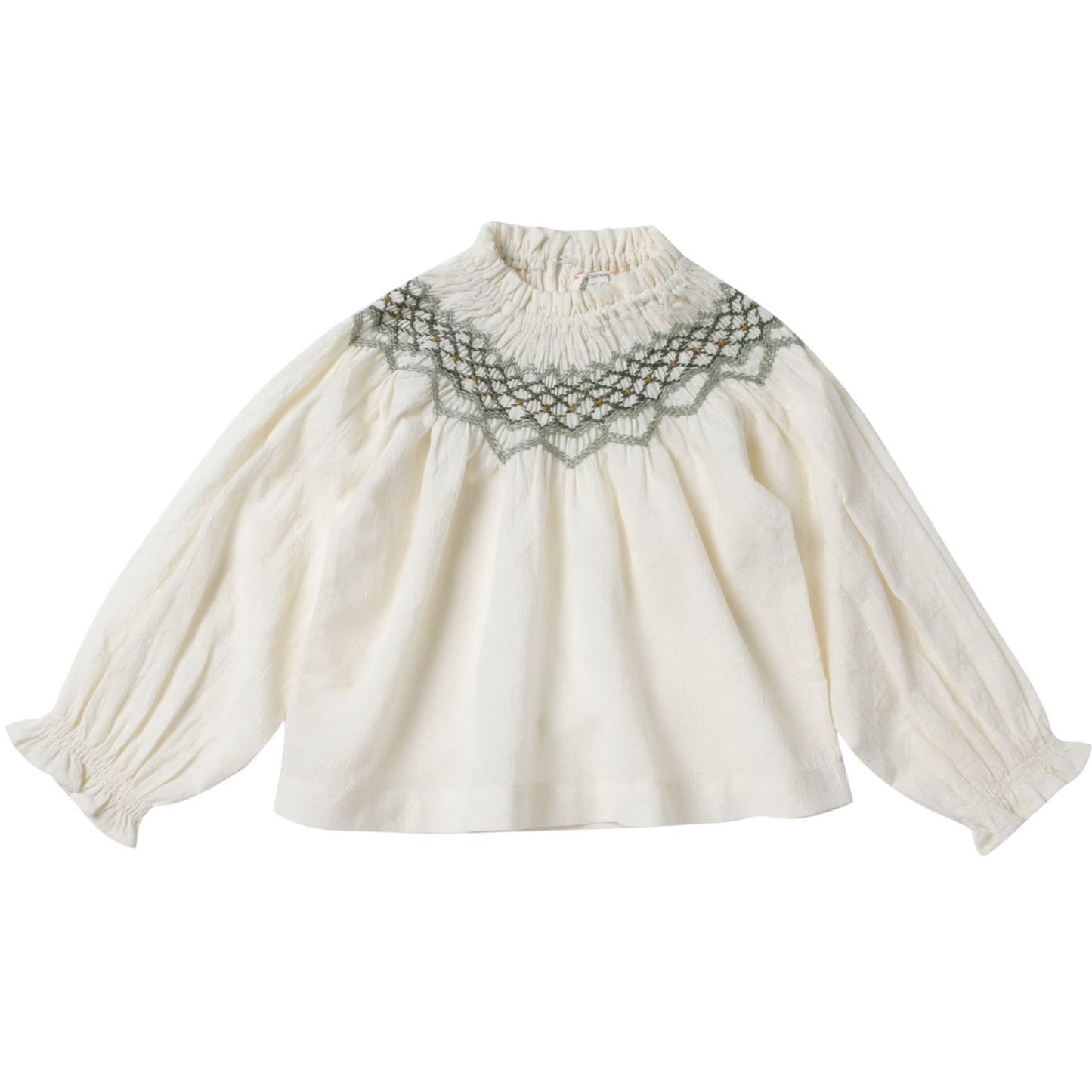 Bluse mit Smok von Bonheur du jour Paris, Gr. 2-10 Jahre, Farbe: ecru