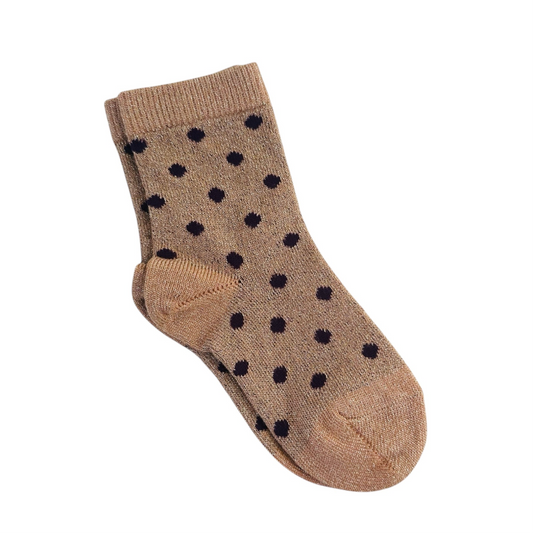Glitzersocken mit Pünktlichen Irma von MpKids, Gr. 22-36, Farbe: ahornzucker