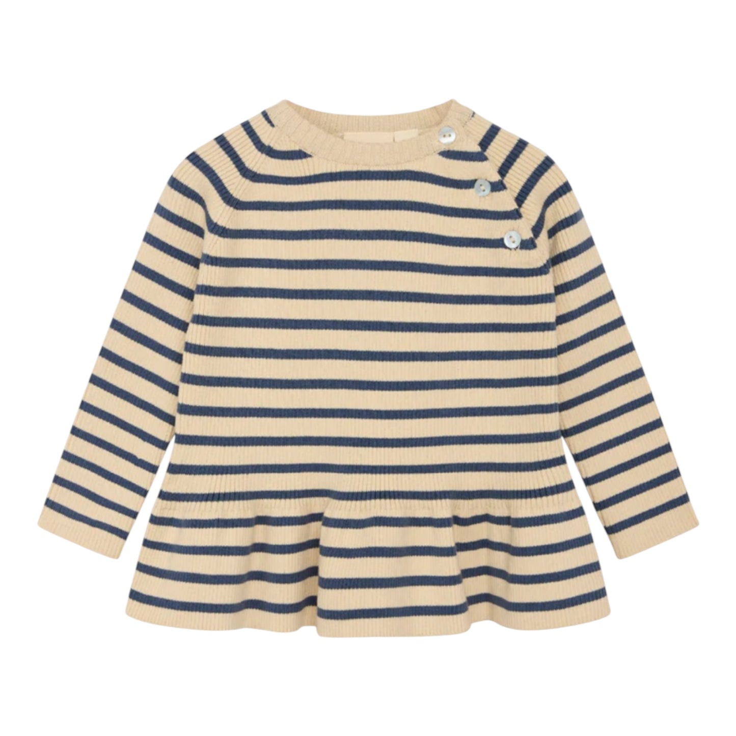 Pullover mit Schößchen von Flöss, Gr. 68-116, Farbe: ecru/ blue