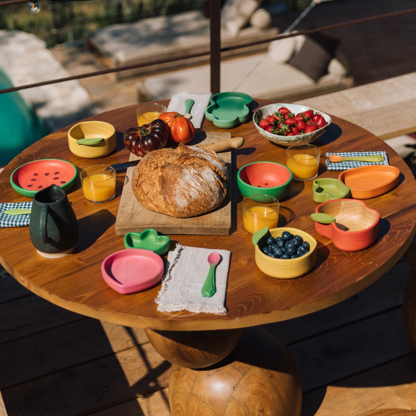Wassermelone Geschirr-Set mit Löffel aus Hevea-Holz von Oli & Carol