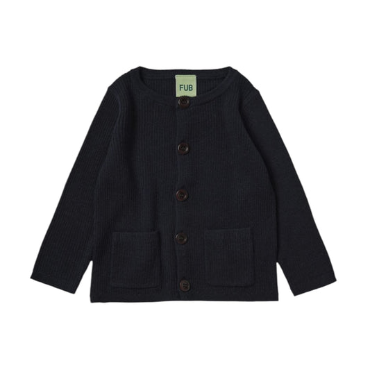 Ripp-Strickjacke von Fub aus 100% Merinowolle, Gr. 62-92, Farbe: dark navy