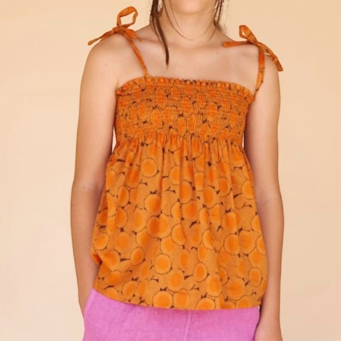Gesmokter Top von Longlivethequeen, Gr. 4-10 Jahre, Farbe: orange