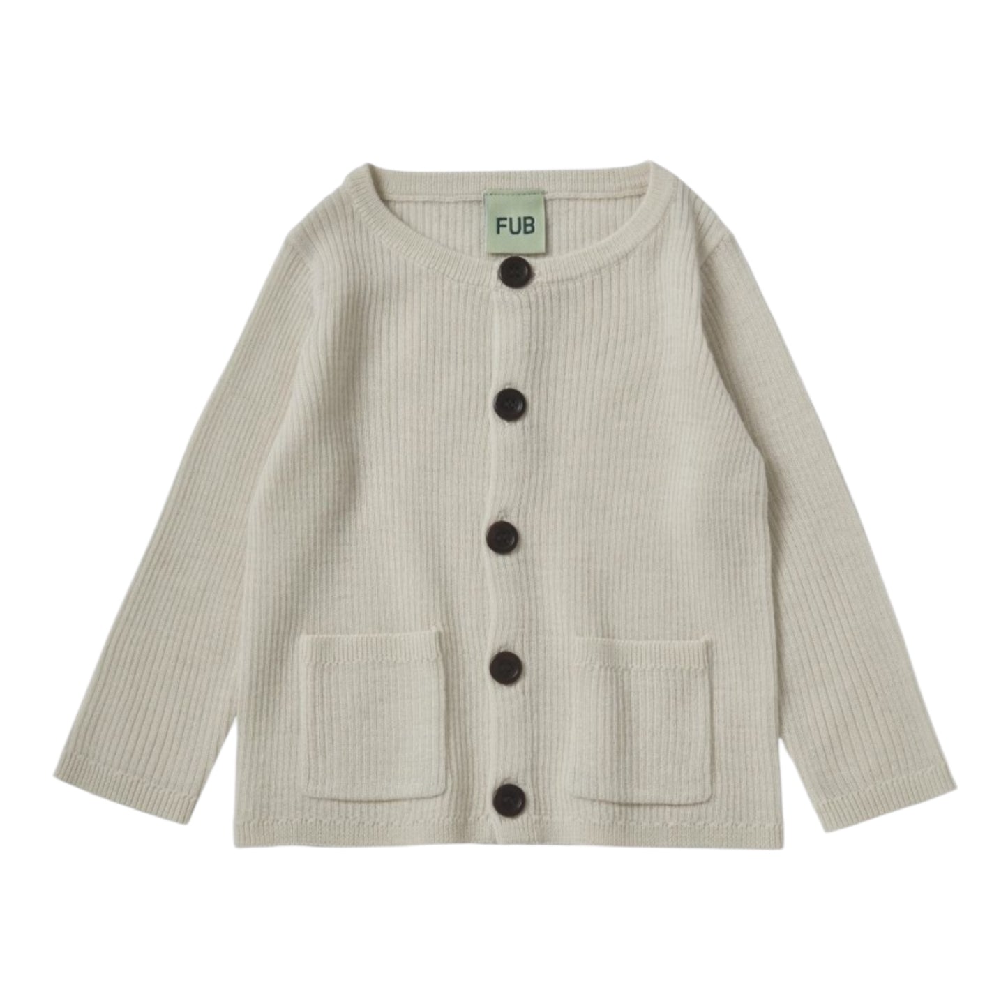 Ripp-Strickjacke von Fub aus 100% Merinowolle, Gr. 62-92, Farbe: ecru