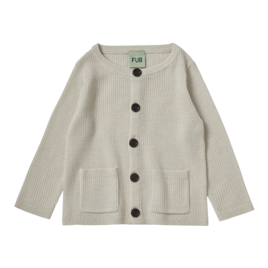 Ripp-Strickjacke von Fub aus 100% Merinowolle, Gr. 62-92, Farbe: ecru