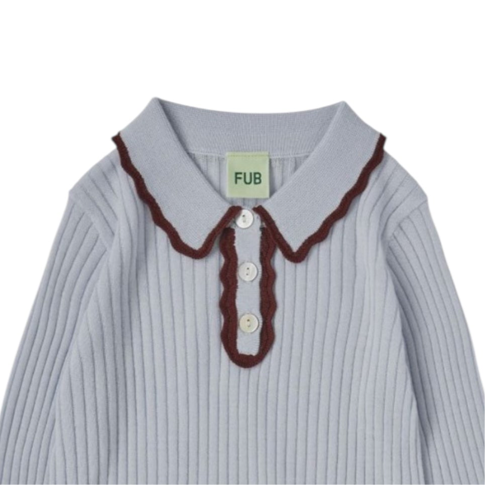 Ripp-Poloshirt aus Merinowolle von Fub, Gr. 100-150, Farbe: ice/clay