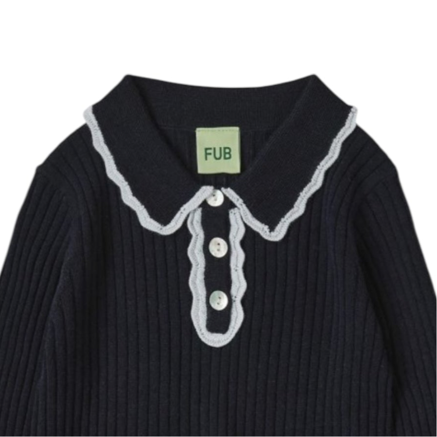 Ripp-Poloshirt aus Merinowolle von Fub, Gr. 100-150, Farbe: dark navy/ ice