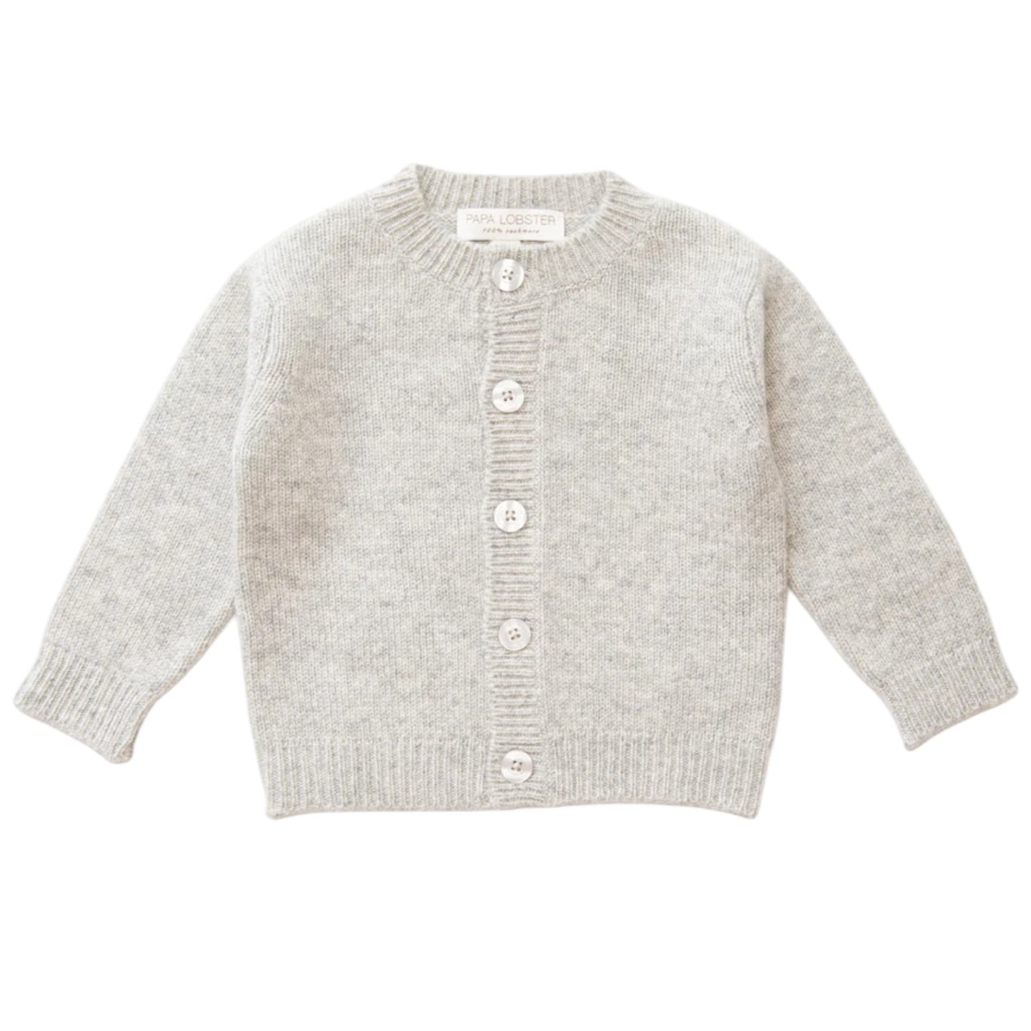 Strickjacke „Nicki“ von Papa Lobster, 0-36 Monate aus 100% Kaschmir, Farbe: light grey Melange