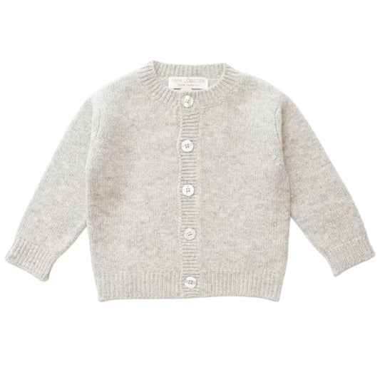 Strickjacke „Nicki“ von Papa Lobster, 0-36 Monate aus 100% Kaschmir, Farbe: light grey Melange