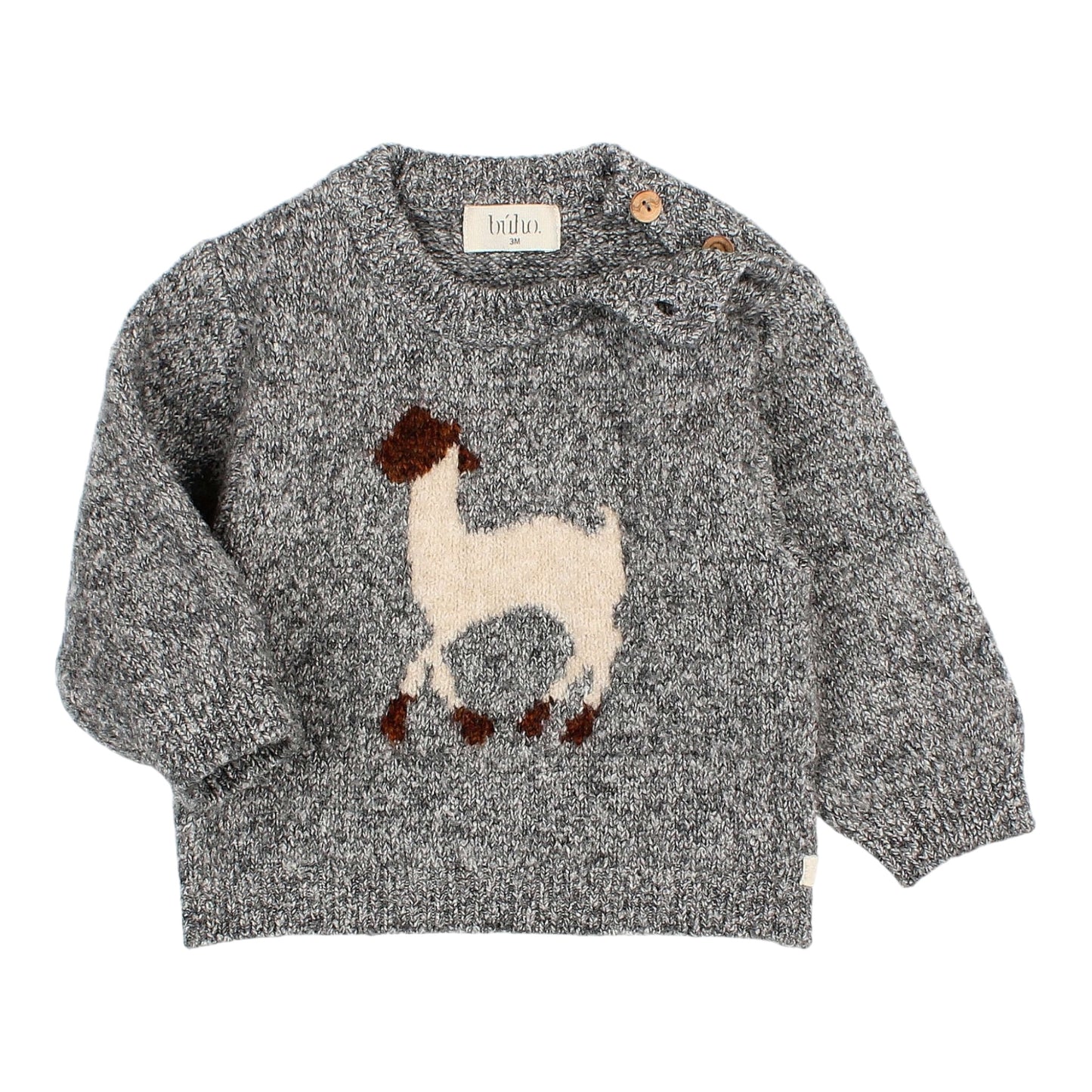 Pullover Lama von Búho, Gr. 6-24 Monate, Farbe: grey melange