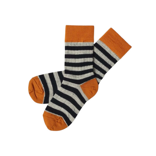 Wollsocken von Fub, Gr. 19-36, Farbe: burnt amber/ dark navy