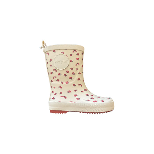 Gummistiefel von Pom Pom, Gr. 23-32, Farbe: ecru/ ladybird