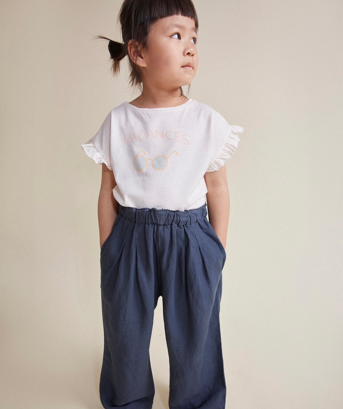 T-shirt with ruffle by Búho, size 3-6 years, color: apricot