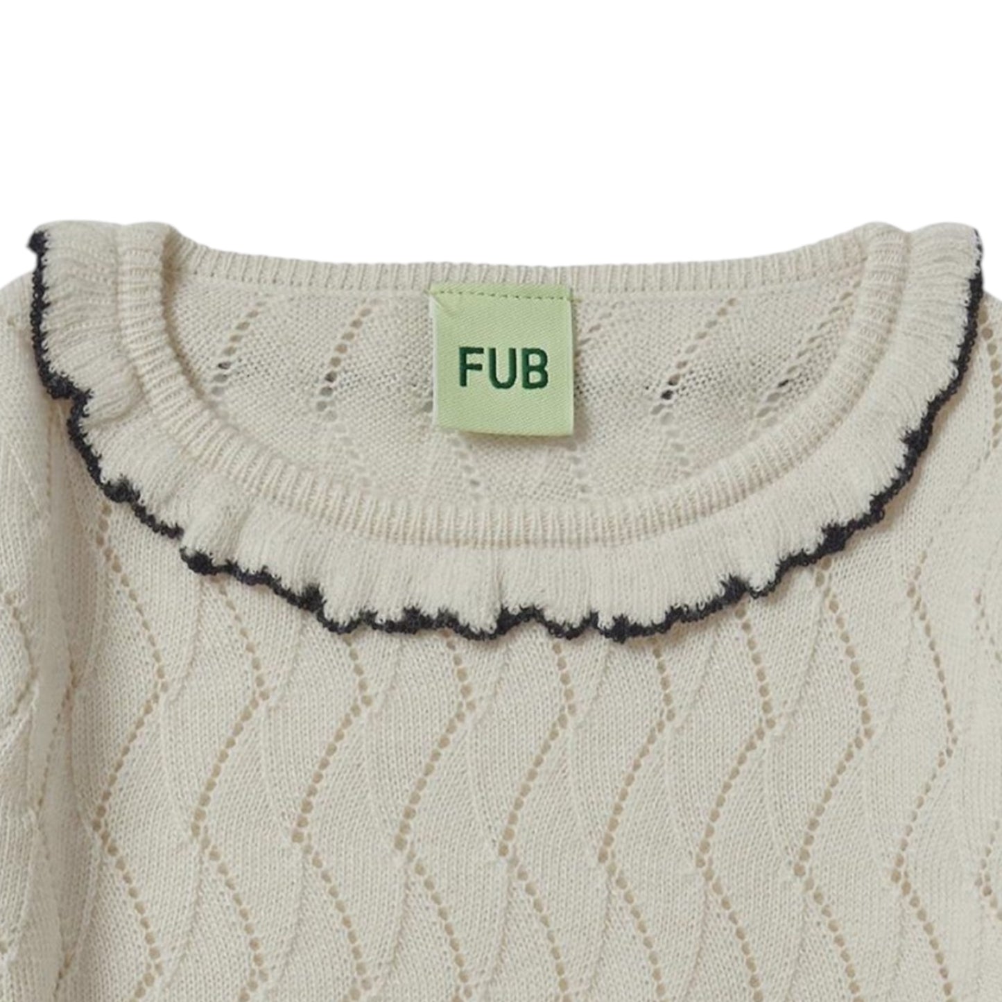 Pointelle Pullover von Fub aus 100% Merinowolle, Gr. 100-150, Farbe: ecru