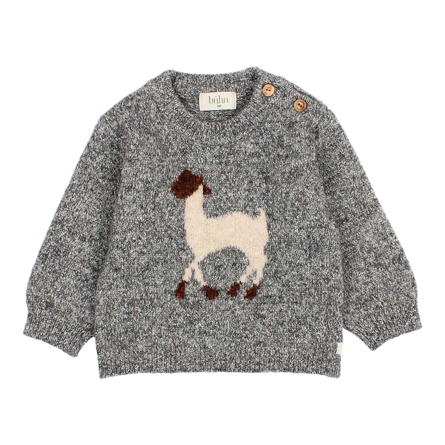 Pullover Lama von Búho, Gr. 6-24 Monate, Farbe: grey melange