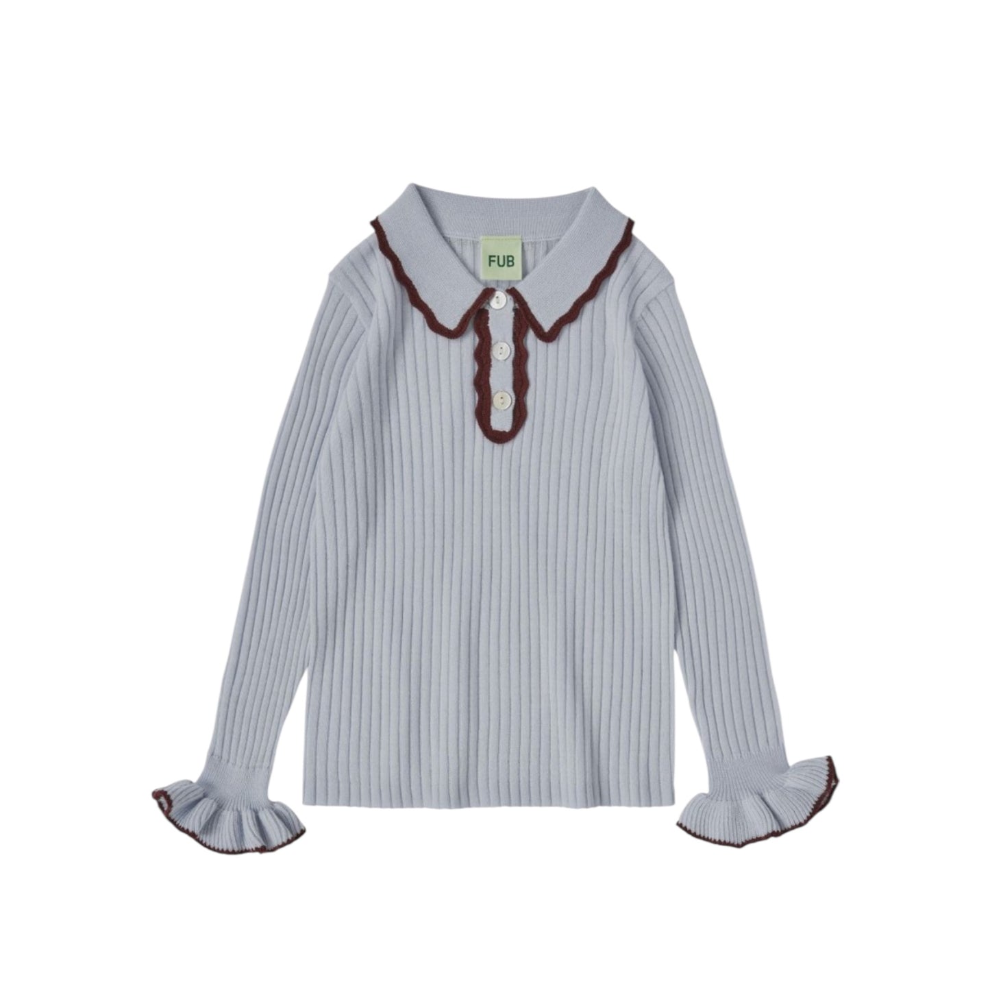 Ripp-Poloshirt aus Merinowolle von Fub, Gr. 100-150, Farbe: ice/clay
