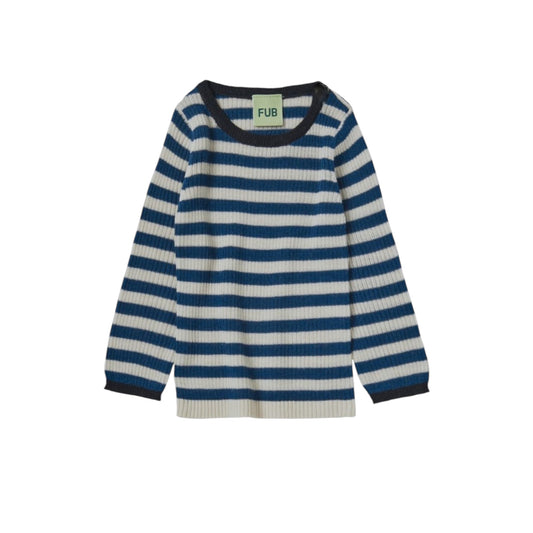 Strickshirt von Fub, Gr. 100-140, Farbe: ecru/ pond blue