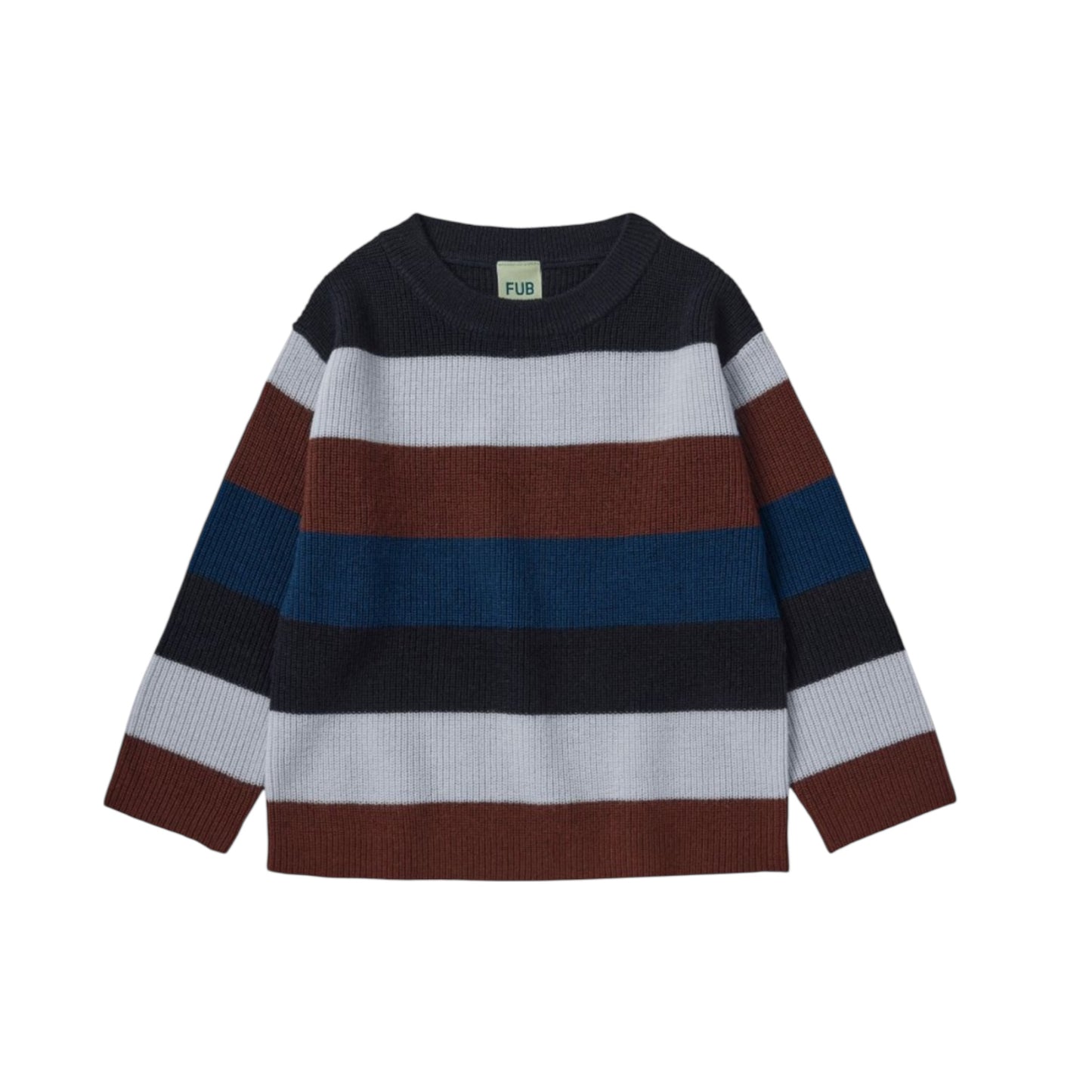 Klassischer Pullover aus Merinowolle von Fub, Gr. 100-150, Farbe: clay/dark navy/ ice/ pond blue