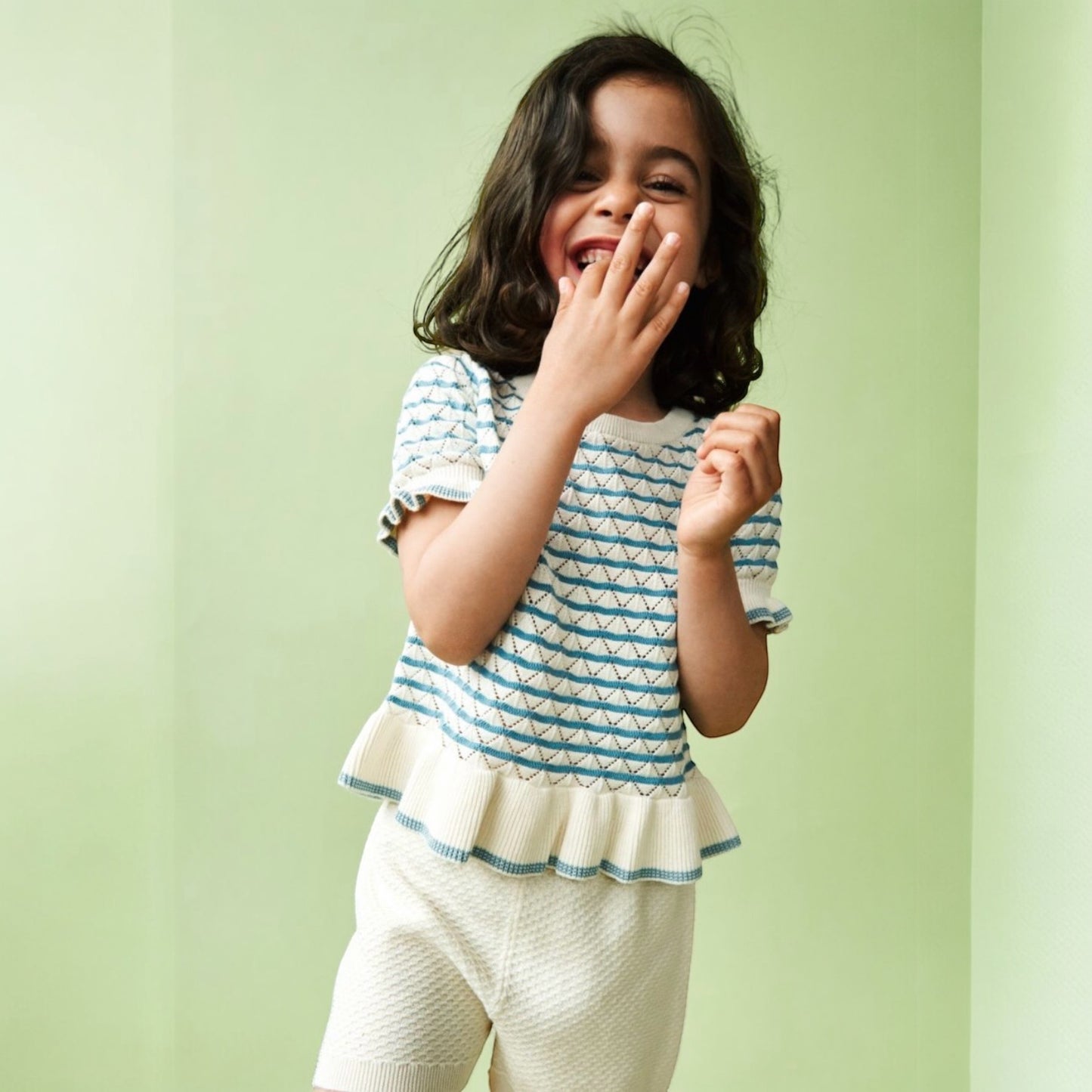 Pointelle Tee von Fub, Gr. 80-130, Farbe: ecru/sea