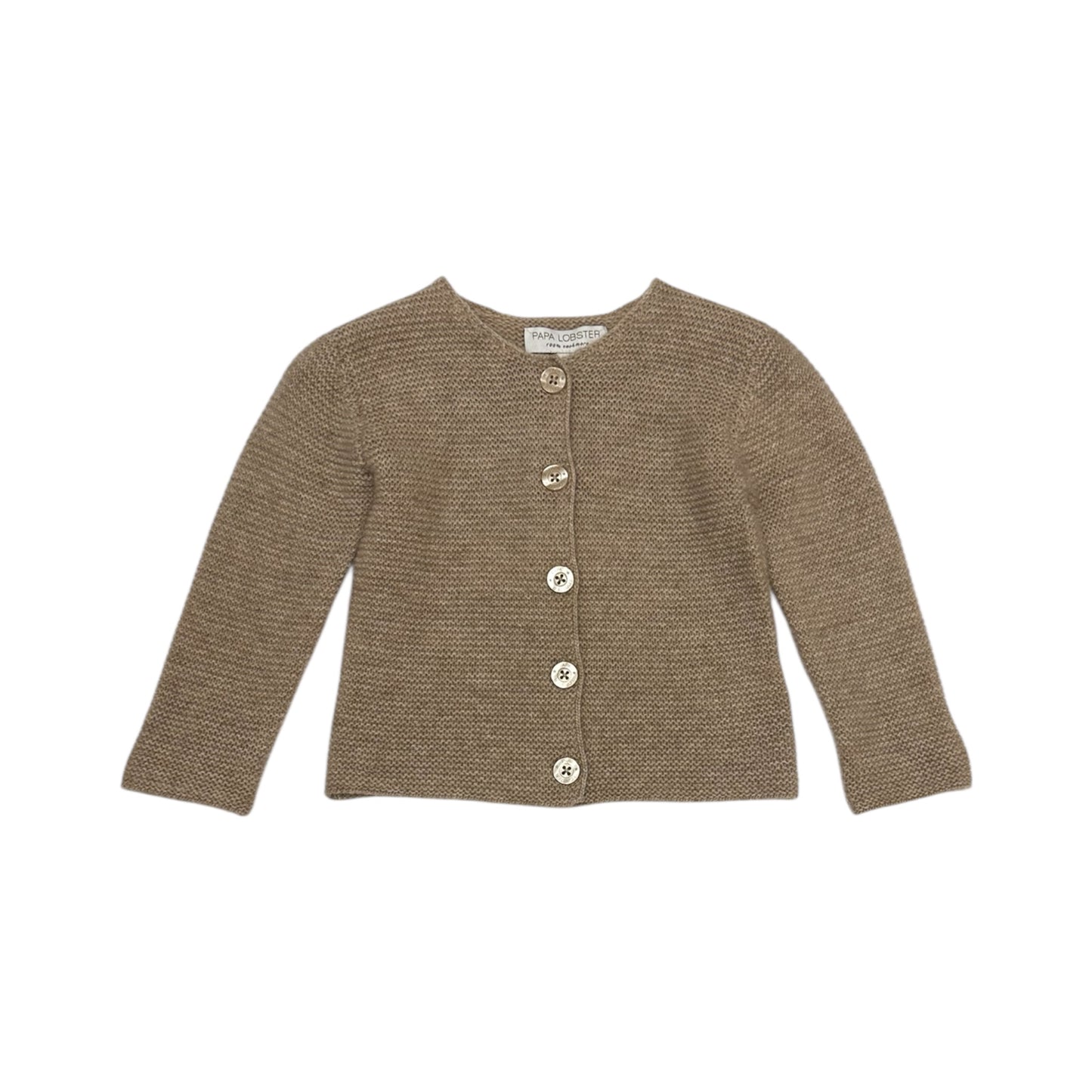 Strickjacke von Papa Lobster, 0-36 Monate aus 100% Kaschmir, Farbe: beige mélange