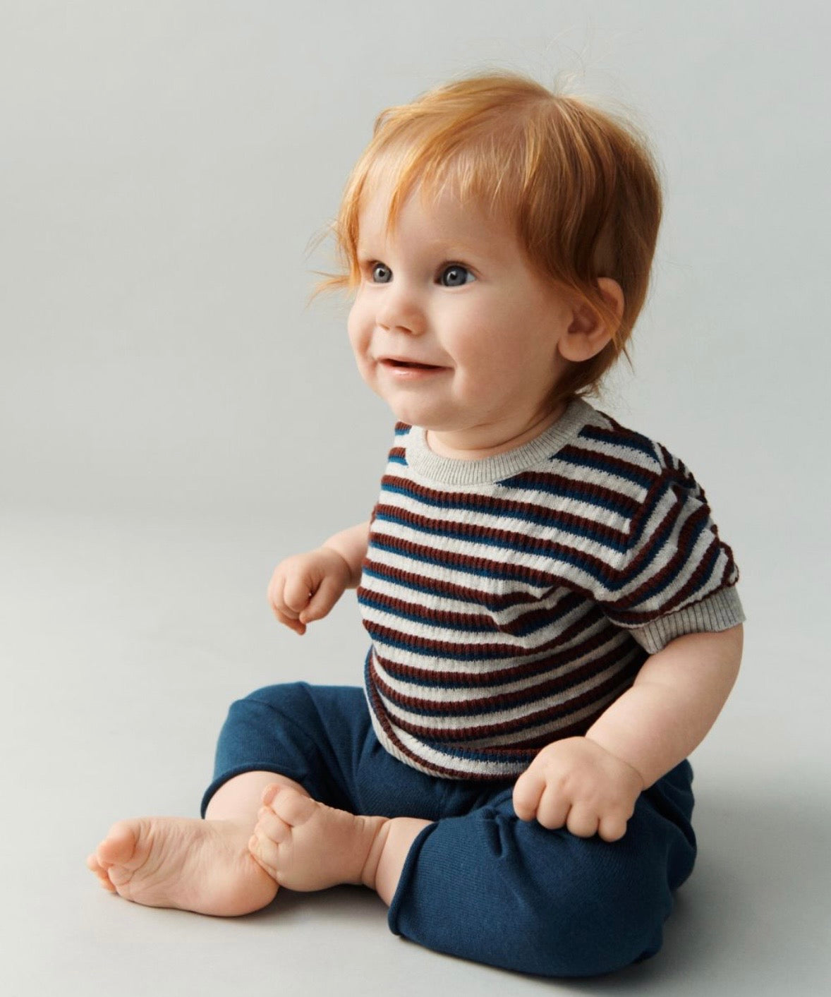 Baby Structure Tee von Fub, Gr. 74-86, Farbe: light grey/melange/ocean