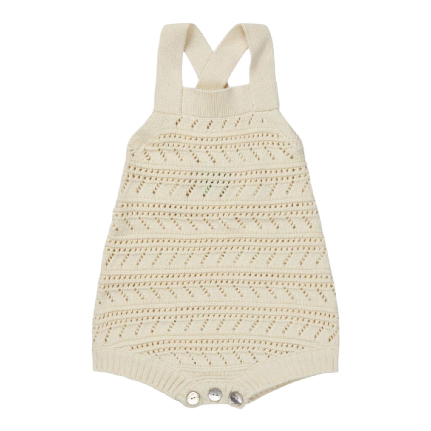 Als Inspiration für Dich: Pointelle Romper von Fub aus 100% Bio-Baumwolle, Gr. 62-92, Farbe: ecru