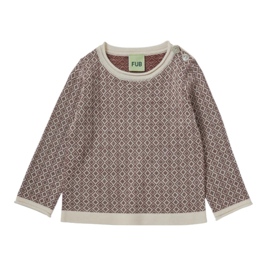 Pullover Jaquard Extrafein gestrickt von Fub aus Merinowolle, Gr. 62-92, Farbe: clay/ ecru