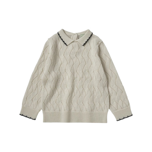Pointelle Pullover von Fub aus 100% Merinowolle, Gr. 62-92, Farbe: ecru