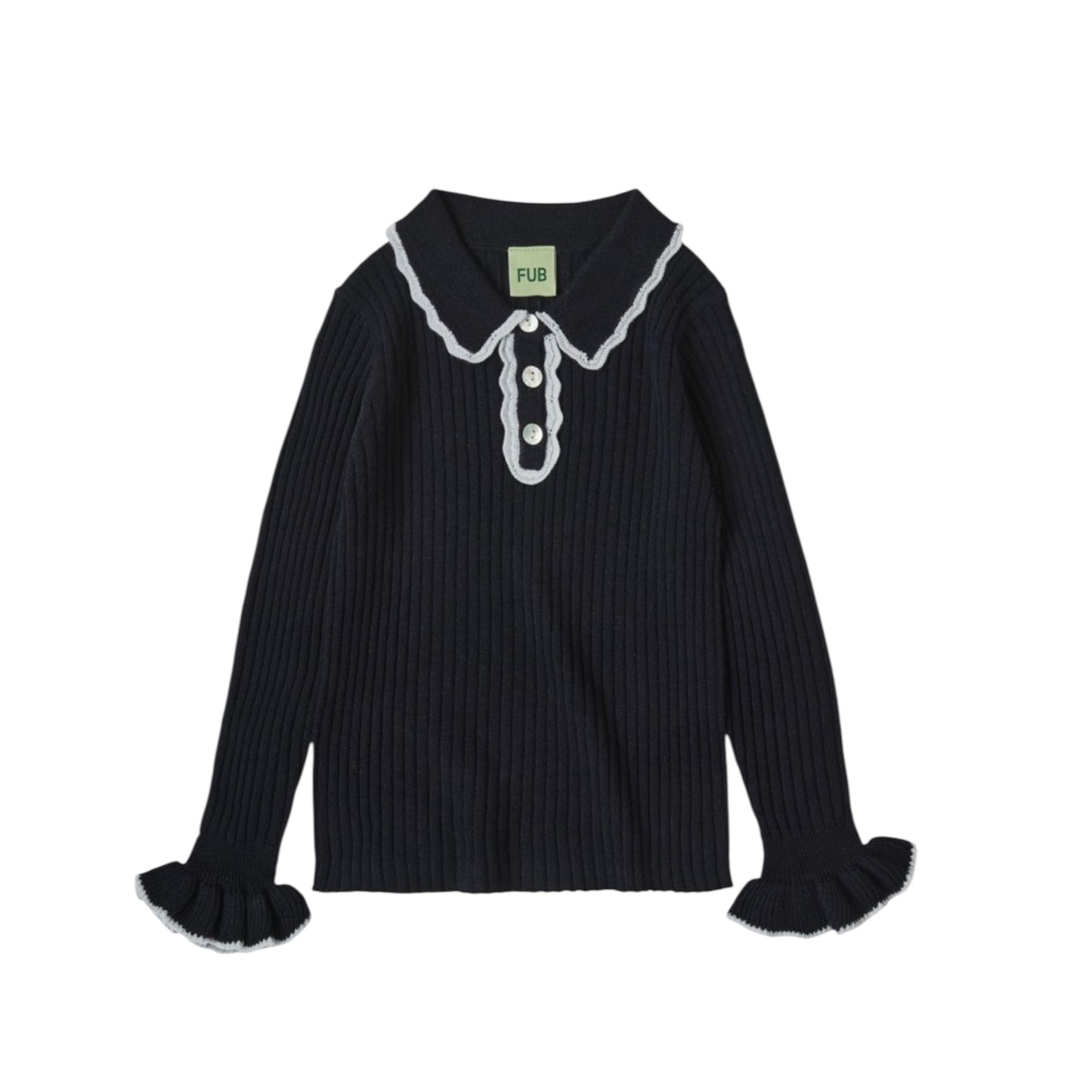Ripp-Poloshirt aus Merinowolle von Fub, Gr. 100-150, Farbe: dark navy/ ice