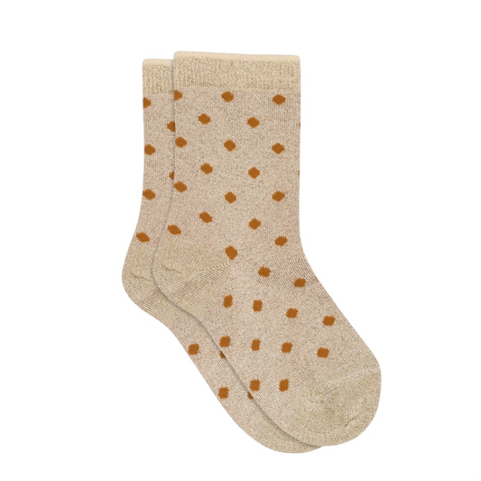 Glitzersocken mit Pünktlichen Irma von MpKids, Gr. 22-36, Farbe: beige