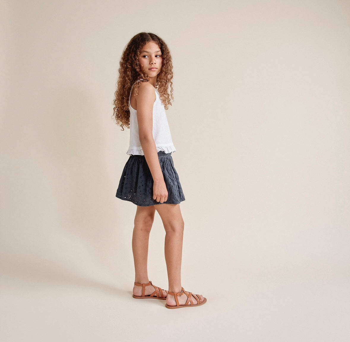 Top con volante de Búho, talla 3-6 años, color: albaricoque