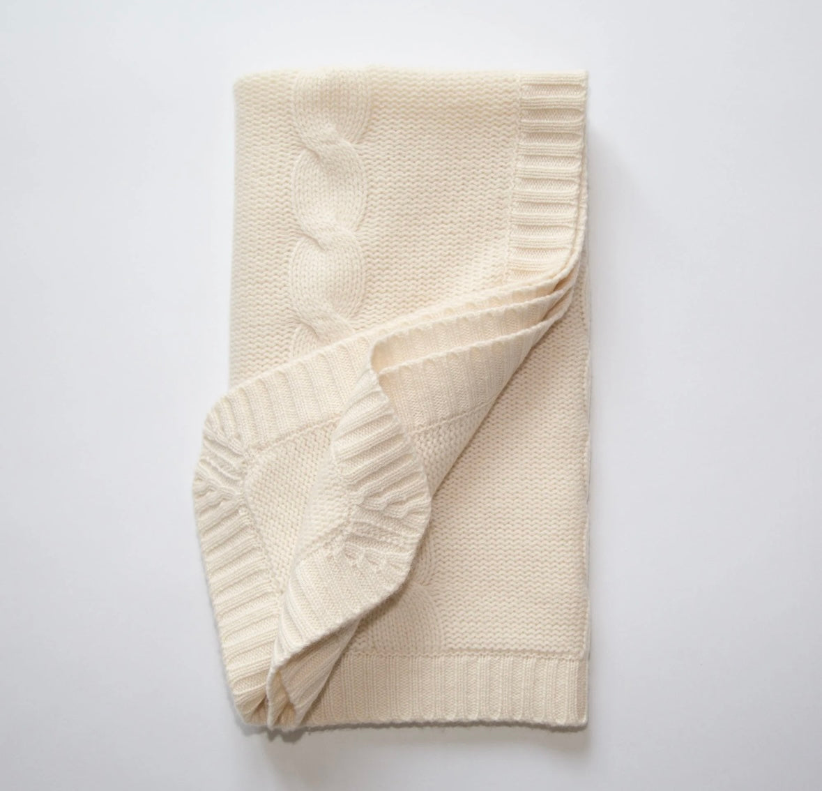 Babydecke von Papa Lobster mit Zopfmuster aus 100% Kaschmir, Farbe: off white