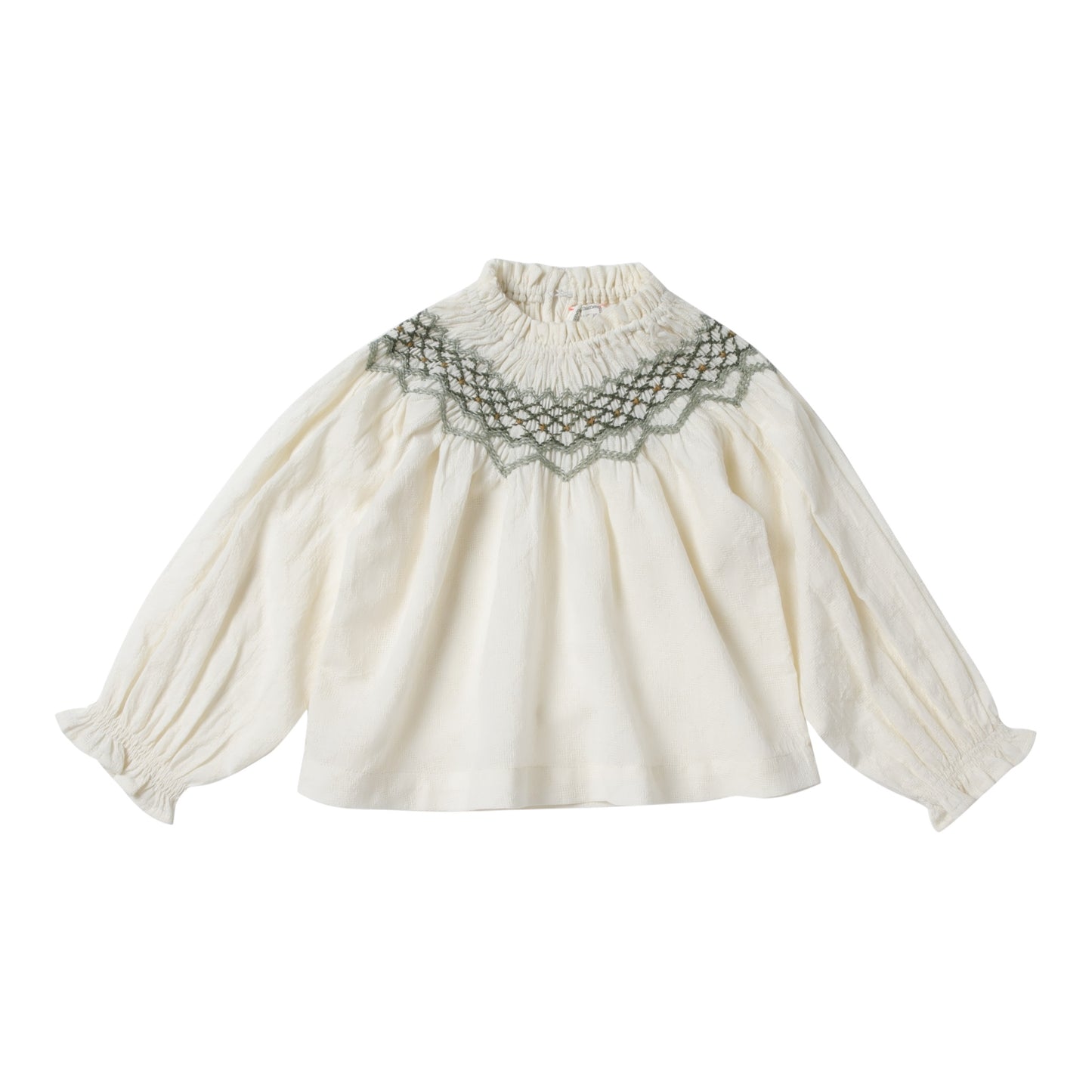 Bluse mit Smok von Bonheur du jour Paris, Gr. 2-10 Jahre, Farbe: ecru
