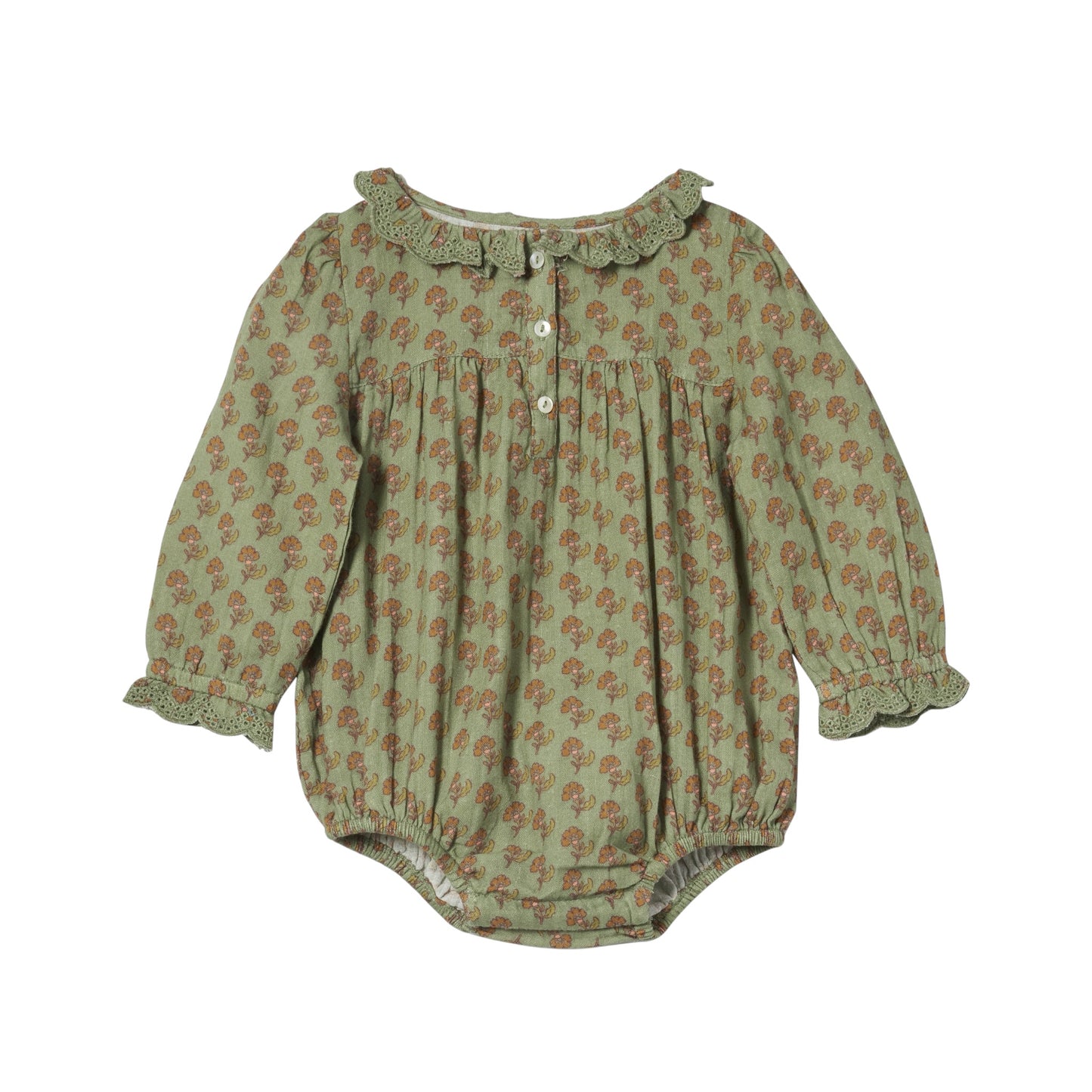 Romper mit Blumenmuster von Bonheur du jour Paris, Gr. 3-24 Monate, Farbe: olive
