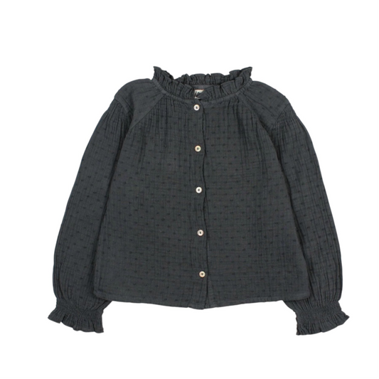 Bluse mit Rüschen von Búho, Gr. 3-10 Jahre, Farbe: anthrazit