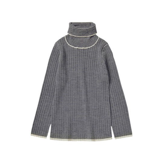 Rollkragenpullover aus Merinowolle von Fub, Gr. 100-150, Farbe: ecru/ dark navy