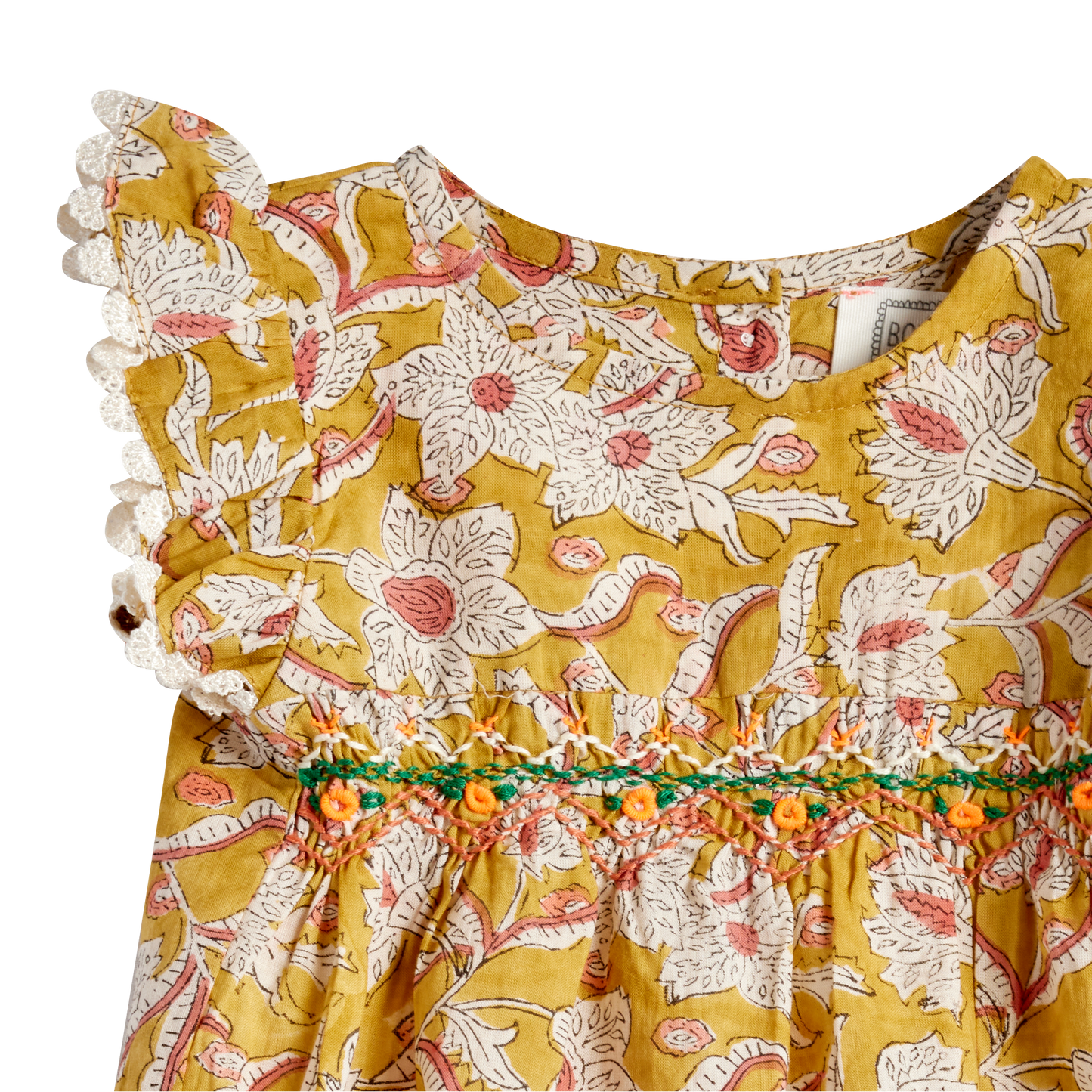 Gesmokter Romper von Bonheur du jour Paris, Gr. 3-24 Monate, Farbe: curcuma