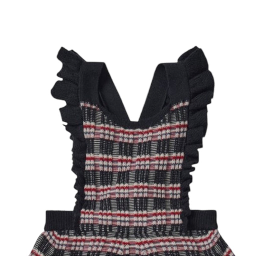 Latzrock aus Merinowolle von Fub, Gr. 100-120, Farbe: dark navy/ ecru/ red