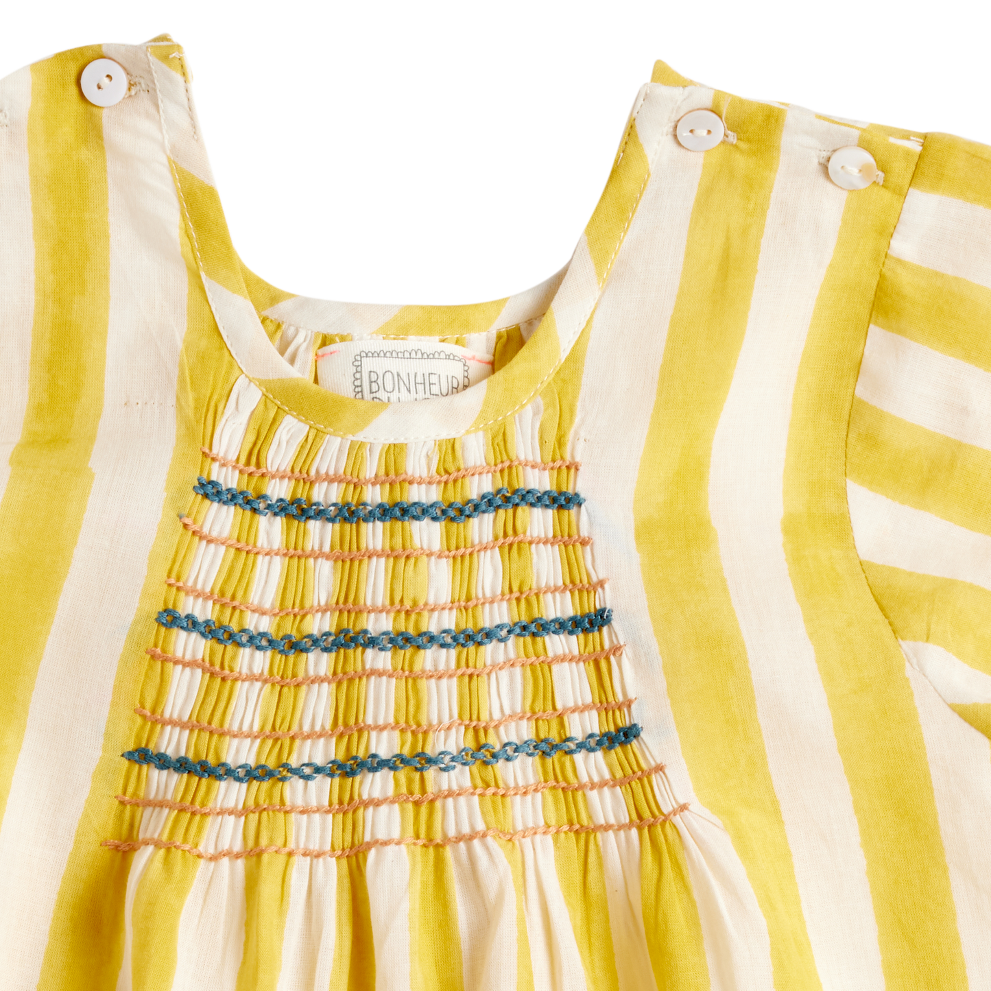 Gestreiftes Kleid von Bonheur du jour Paris, Gr. 4-6 Jahre, Farbe: jaune/ ecru