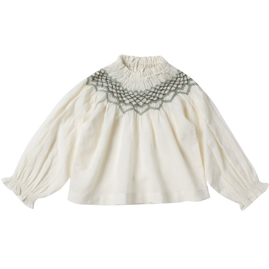 Bluse mit Smok von Bonheur du jour Paris, Gr. 2-10 Jahre, Farbe: ecru