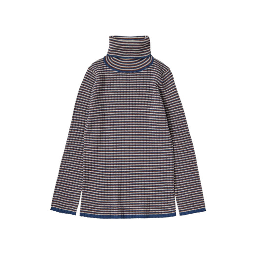 Rollkragenpullover aus Merinowolle von Fub, Gr. 100-150, Farbe: ecru/ pond blue/ clay