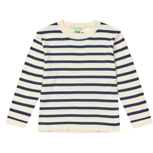 Strick-Shirt gestreift von Fub aus 100% Bio-Baumwolle, Gr. 100–130, Farbe: ecru/dark navy